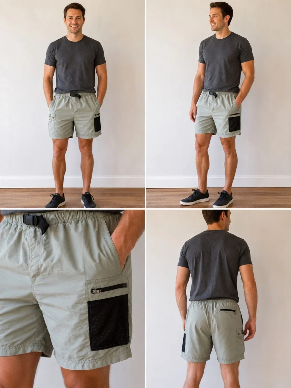 Vintage Nike Men’s Cargo Utility Shorts – Medium – Gray/Olive